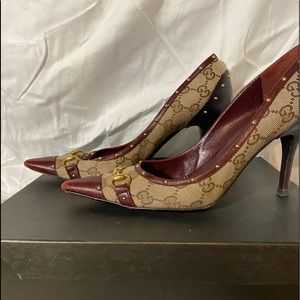 GUCCI MONOGRAM 3” HEELS
